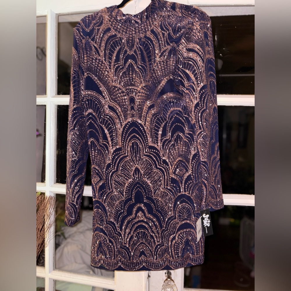 *Navy and Gold Patterned Dress XL